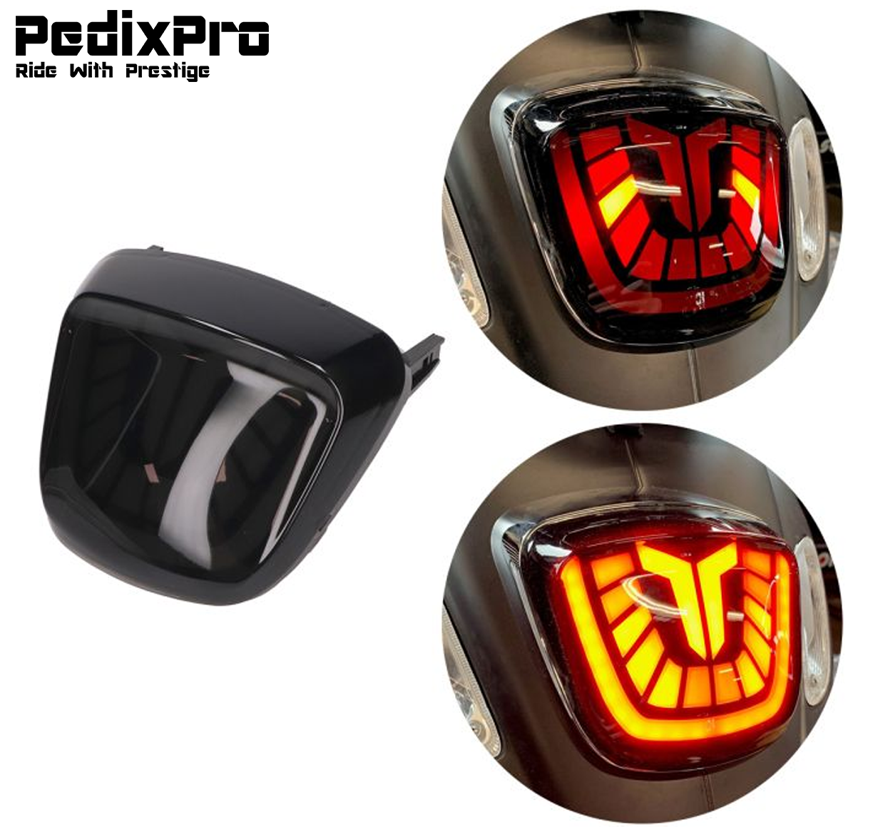 LED Tube Achterlicht Vespa Sprint & Primavera – Bull of Tetris | Normaal of Moving | Mat & Glans Zwart Rand | PedixPro®